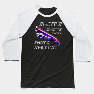 Shots with the Shotgun, v. Blk Bullet Text Baseball T-Shirt